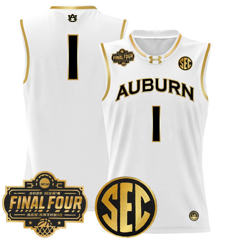 Men Auburn Tigers #1 white 2025 Final Four Patch Lightweight  NCAA Jerseys
